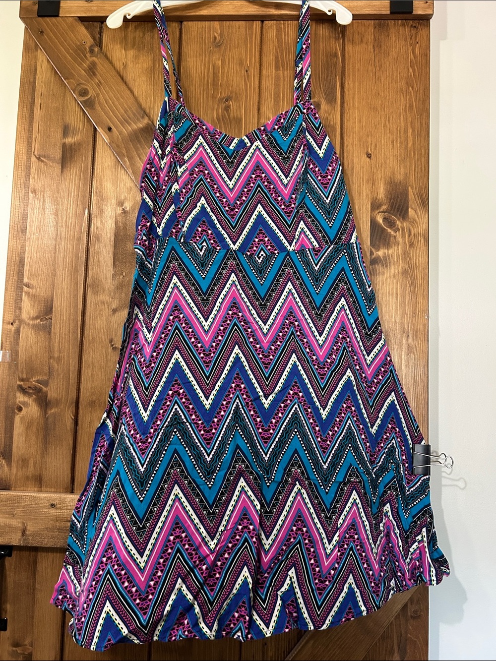 torrid Zigzag Print Mini Dress in Teal, Pink & Blue